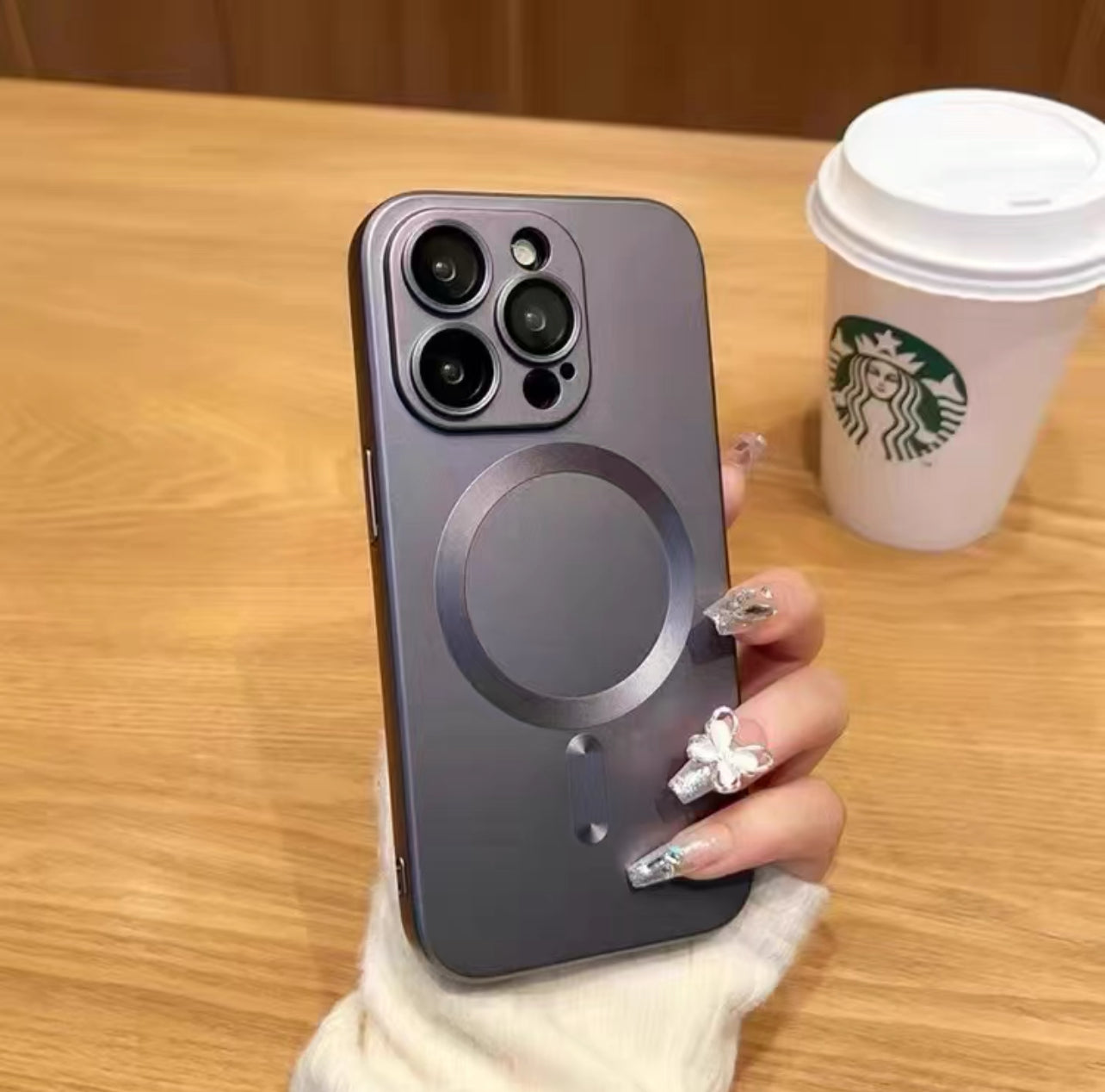 (New 2024 Style!) Premium Metallic Crystal MagSafe Phone Case with Build-on Lens Protector- iPhones (New 2024 Style!) Premium Metallic Crystal MagSafe Phone Case with Build-on Lens Protector- iPhones
